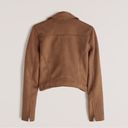 Abercrombie & Fitch A&F Vegan Leather Suede Camel Tan Brown Moto Biker Cropped Jacket *like new* Photo 4