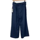 Chelsea28  navy blue 100% linen wide leg cropped belted pants size 10 NEW Photo 2