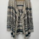 CAbi  Shetland Fringed Cardigan Sweater Open Front Longline Duster Gray Cream XXS Photo 0