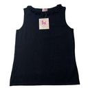 Loopy NEW Womens Pink Poodle Solid Black Knit Tank Top with  Fringe Trim Size S Photo 0