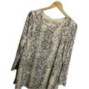 Harper  Wren Snakeskin Print Dress S Shift Long Sleeved Cream Evening Flowy Photo 1