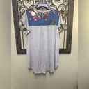 Acting Pro  short sleeve grey/floral contrast tunic top Photo 1