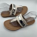 Coach  Womens 9B Eileen Leather Turn Lock Slide Sandals Flip Flops Chalk Silver Photo 7