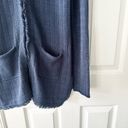 CAbi  Navy Blue Duchess Speckled Confetti Hook Closure Fringe Trim Long Cardigan Photo 5