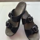 Dansko  Women's Sophie Python Black Leather Casual Heeled Sandal Photo 10