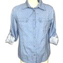 Schmidt C.E.  Blue Snap Button Down Roll Tab Sleeve Western Work Shirt Large Photo 1