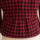 Houndstooth Semantiks Jacket Red Black  3/4 Sleeve Career Blazer Size 8 Petite Photo 8