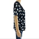 Cooper and Ella  MEDIUM Black Floral Chiffon Short Sleeve Top Shirt Blouse Photo 2