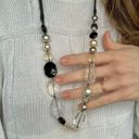 American Vintage Vintage “Morticia” Black White Silver Clear Crystal Rhinestone Necklace Oversized Photo 1