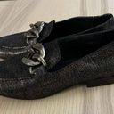 Donald Pliner  Black Silver Metallic Chain Loafer Size 7 Photo 3