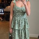 Pretty Little Thing Green Polka Dot Ruffle Maxi Dress Photo 1