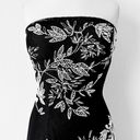 Black White Floral Beaded Strapless Fit Flared Maxi Cocktail Formal Prom Dress Size S Photo 4