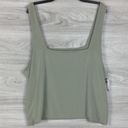 Leith  Square Neck Tank Top Tee Green Solid Shirt Photo 3