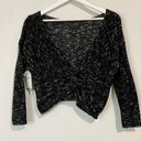 Abound Women’s Cropped Twist Back Long Sleeve Knit Sweater Black Size XXS NWT Photo 6