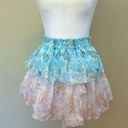 Love Shack Fancy  Ruffle Mini Silk Skirt Floral Rainbow Clouds NWT Size P Photo 8