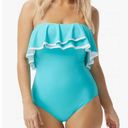 Coco reef Contours by  Womens Ruffle Strapless One Piece Swimsuit Blue 10 34C NWT Photo 0