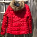 Celebrity Pink  Red Puffer Jacket with Fur Hood L Juniors Photo 4