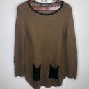 Wooden Ships Wooden Ship Brown Knit Pocket Crewneck Sweater S M Small Medium Soft Tan Photo 1