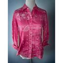 Coldwater Creek  ladies petite pink white paisley floral button down shirt NEW PS Photo 4