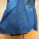 Bebe Long Denim Lace Applique Embellished Maxi Gusset Skirt Y2K Art to Wear Photo 5