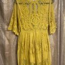 Wishlist  Mustard Yellow Lace Boho Embroidered Romper Dress Small Photo 1