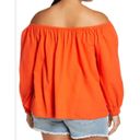 Treasure & Bond  Shirred Off the Shoulder Top Orange Women's Size Medium NWT Photo 1