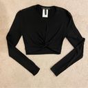 BCBGMAXAZRIA BCBG Long Sleeve Twist Front Crop Top, Black, Size XS, EUC Photo 0