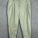 Mango Violeta by MNG pants womens 14 green pleated tapered leg stretch waist nautical Photo 0