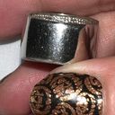 Silver and Marcasite Chunky Band Ring with Rhinestone Heart Photo 3