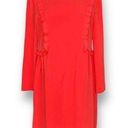 CeCe  Carly Dress Red Ruffle Detail Knee Length Shift Long Sleeve Round Neck Photo 0