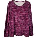 kim rogers Croft & Barrow Pink Classic Tee Spacedye Print Round Neck Long Sleeve T-Shirt Photo 0