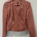 White House | Black Market  Genuine Leather Jacket Moto Full Zip WHBM Brown M​ Photo 0