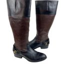 Ralph Lauren  Marlena II Leather Riding Boots Womens 9.5B Black Brown Zip Buckle Photo 1