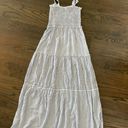 Bebop Blue and White Gingham Maxi Dress Tiered Smocked Bust Shoulder Tie Strap Photo 1