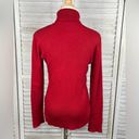 Tahari  Lightweight Turtleneck Sweater Stretchy Ribbed Red-Large Photo 2