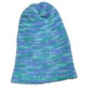 Handmade  knit beanie hat blue and green double layered Adult size Women Soft Photo 1