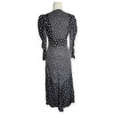 Rebecca Taylor Rouched Silk Black and White Polka Dot Print Midi Formal Dress Photo 4