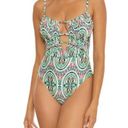 Becca NEW  Mosaic Shirred Front One Piece Swimsuit Womens Size Large $138 Photo 1