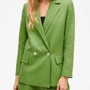 Mango Linen Blazer Lapel collar Green size XXL Photo 0