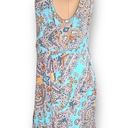 Cynthia Rowley  Dress Aqua Blue Paisley Print Flounce Hem Sleeveless Vneck Mini Photo 4