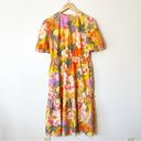 Farm Rio  Maribel Midi Dress Floral Puffed Sleeves Anthropologie Size Large Photo 5