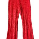 Free People  Red Wild Laces Pull-On Crop Flare Pants Photo 5