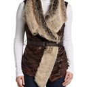 NWT $249 5/48 Draped Faux Fur Vest Brown Medium Photo 0