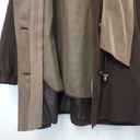 Gallery VINTAGE! 90’s  BROWN AND TAN TIE FRONT NECK BOW HOODED TRENCH COAT JACKET Photo 6