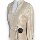 Dress Barn Vintage  Collarless Blazer Top Gold Metallic Black Brooch Ruched 10 Photo 4