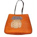 Liz Claiborne Vintage 90s Y2k  Straw Pineapple Tote Bag, Orange Photo 3