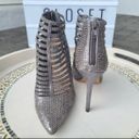 INC Kacela2 Caged pewter/silver rhinestone high heel booties sz 7.5 Photo 17