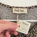 Peach Love California NEW NWT  Tan Brown Black Dotted Long Bell Sleeve Blouse S Photo 5