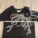 Anthropologie Field Flower Black Ivory Bloom Cashmere Blend 3/4 Sleeve Sweater Photo 4