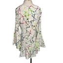 Alexis  Giovanna Flounce Bell Sleeve 100% silk Geometric Mini Dress size L 8-10 Photo 5